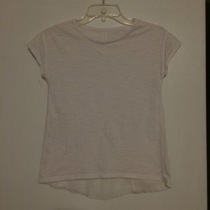 White tee with mesh layer back detailing
